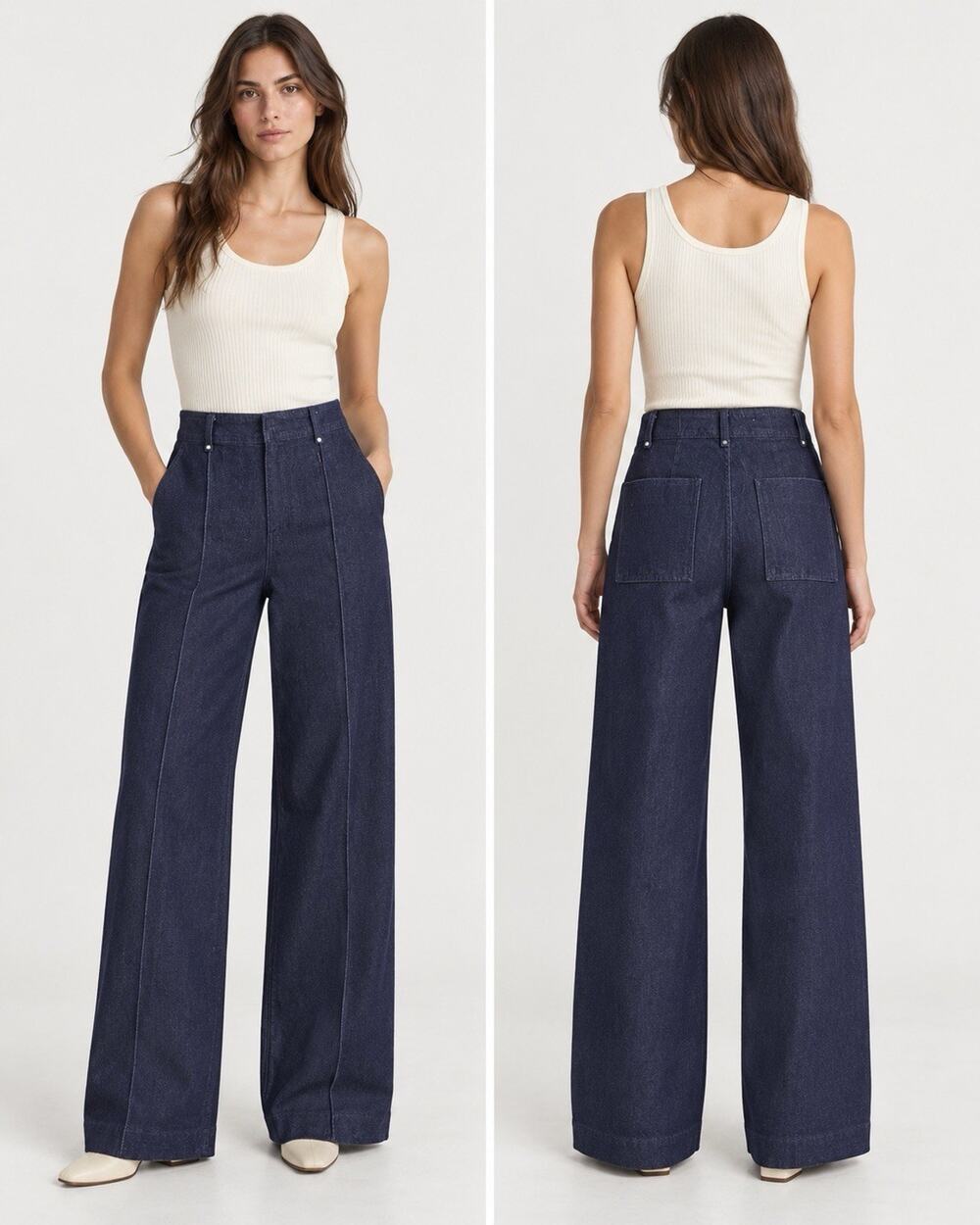 ZARA The Tailored Wide Leg Jeans Women's 8 Rinse Blue High Rise NWT Dark Indigo